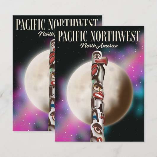 Pacifisch Noordwest totempaal reisposter (Voorkant / Achterkant)