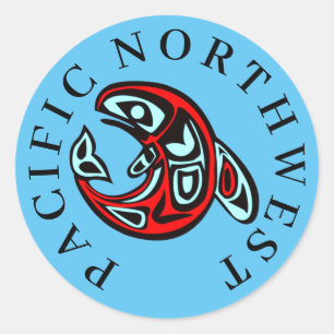 Pacifisch Noordwesten Inheemse Orka Kunst Moordwal Ronde Sticker