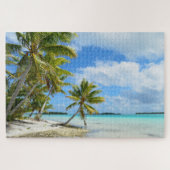 Pacifisch tropisch strand met palmboom legpuzzel (Horizontaal)