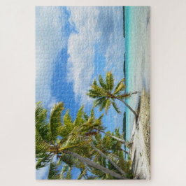 Pacifisch tropisch strand met palmboom legpuzzel