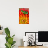 Pacifische boomkikker op bloemen in onze tuin, poster (Thuiskantoor)