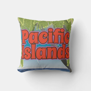 Pacifische eilanden vintage vakantie kunst kussen
