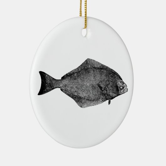 Pacifische heilbot-Logo Keramisch Ornament (Rechts)