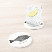 Pacifische heilbot-Logo Zandsteen Onderzetter (Zijkant)