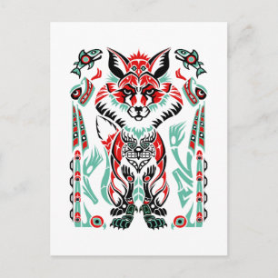 Pacifische Noordkust Native American Indian Fox Briefkaart
