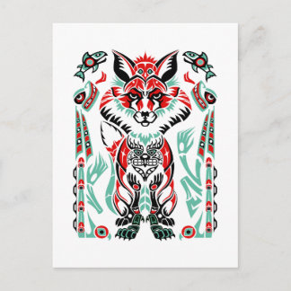 Pacifische Noordkust Native American Indian Fox Briefkaart