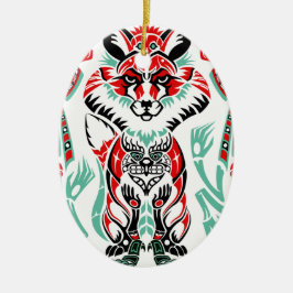 Pacifische Noordkust Native American Indian Fox Keramisch Ornament