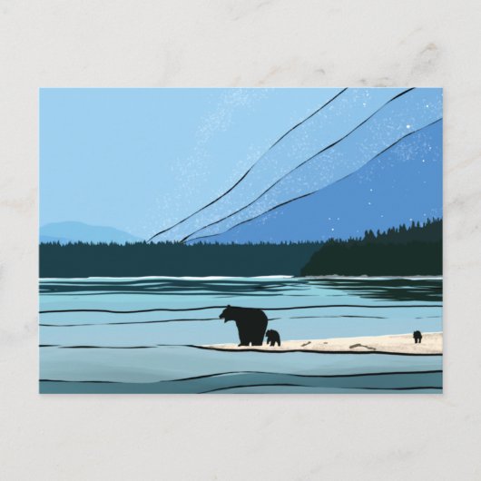 Pacifische Noordwest Beer Silhouet Briefkaart (Voorkant)
