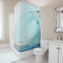Pacifische oceaanblauw onder de douchegordijn