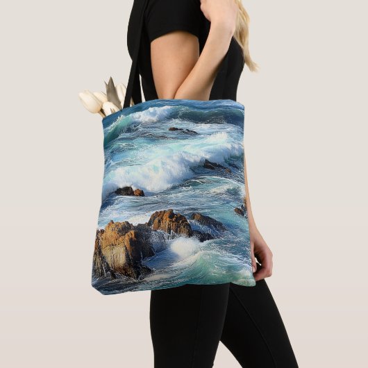 Pacifische oceaangolven tote bag (Dichtbij)