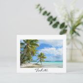 Pacifische palmstrand op het Tahiti-briefkaart Briefkaart (Staand voorkant)
