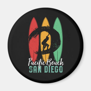 Pacifische strand San Diego  Retro Surfing Magneet