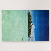 Pacifische woestijneiland met palmbomen in lagune legpuzzel (Horizontaal)