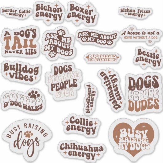 Pack bundel set van Schattigee quotes voor honden Sticker (Voorkant)