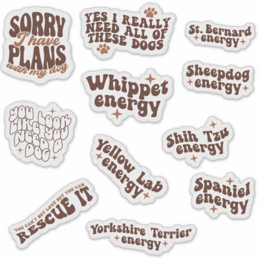 Pack bundel set van Schattigee quotes voor honden Sticker (Voorkant)