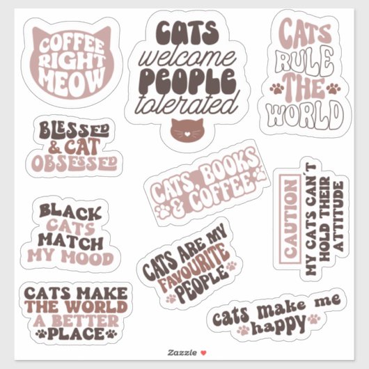 Pack Cat Cute Groovy motivatie quote Grappig Sticker (Vel)