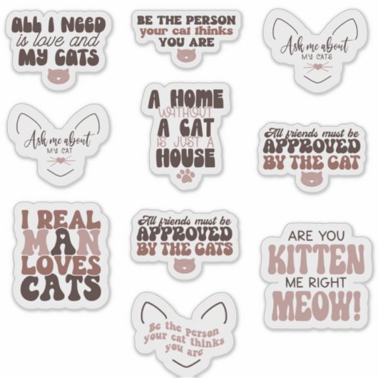 Pack Cat Cute Groovy motivatie quote Grappig Sticker (Voorkant)