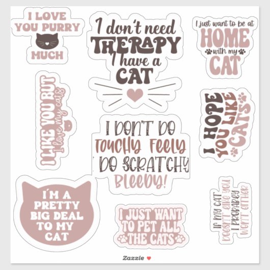 Pack Cat Cute Groovy motivatie quote Grappig Sticker (Vel)