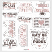 Pack Cute Cats motivatie quote Estetisch Grappig Sticker (Vel)