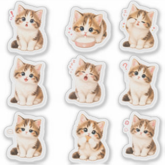 Pack de Stickers Gatito Tierno y Expresivo