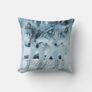 Pack Familie Grijze Wolven Aanhankelijk in Witte S Kussen