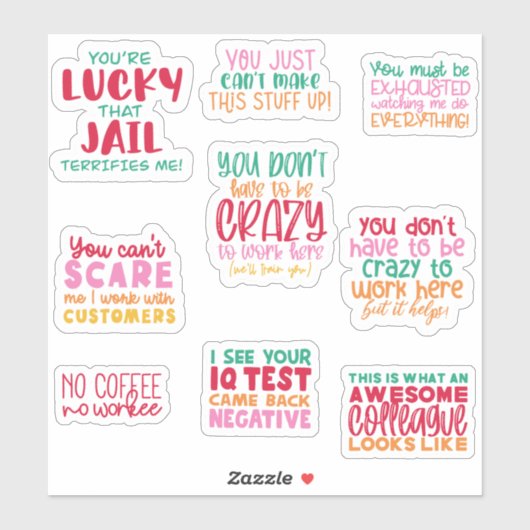 Pack Funny Kantoor werk Sticker geschenken collega (Vel)