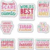 Pack Funny Kantoor werk Sticker geschenken collega (Voorkant)