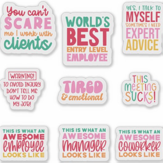 Pack Funny Kantoor werk Sticker geschenken collega (Voorkant)
