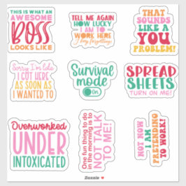 Pack Funny Kantoor werk Sticker inspirerend