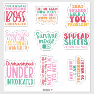 Pack Funny Kantoor werk Sticker inspirerend
