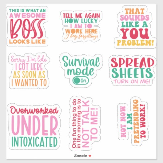 Pack Funny Kantoor werk Sticker inspirerend (Vel)