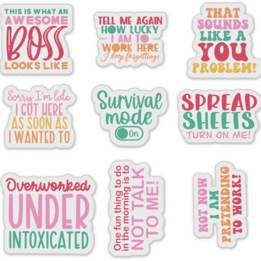 Pack Funny Kantoor werk Sticker inspirerend (Voorkant)