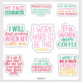 Pack Funny Kantoor werk Sticker inspirerend (Vel)