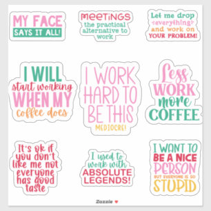 Pack Funny Kantoor werk Sticker inspirerend