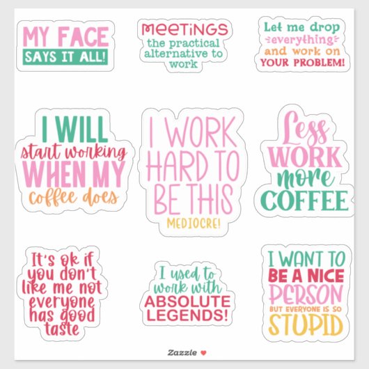 Pack Funny Kantoor werk Sticker inspirerend (Vel)