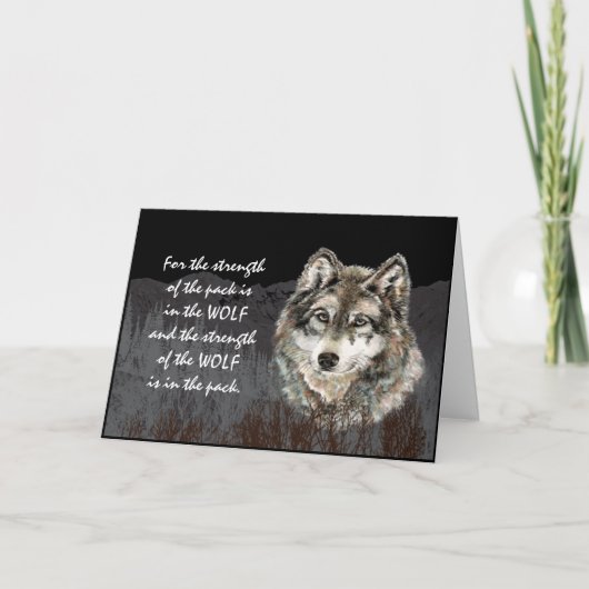 Pack Leider, Family Pack Sterkte Wolf Quote Kaart (Voorkant)