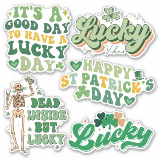 Pack van Retro St. Patrick's Day Vinyl Sticker (Voorkant)