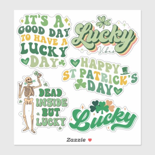 Pack van Retro St. Patrick's Day Vinyl Sticker (Vel)