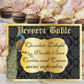 Packcock Gold Dessert of Snoep Buffet Table Sign. Briefkaart
