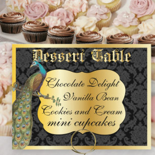 Packcock Gold Dessert of Snoep Buffet Table Sign. Briefkaart
