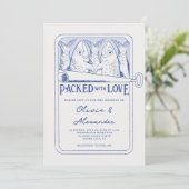 Packed with Love Hand Drawn Sardines Wedding Kaart (Staand voorkant)