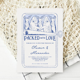 Packed with Love Hand Drawn Sardines Wedding Kaart