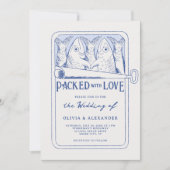 Packed with Love Whimsical Sardines Wedding Kaart (Voorkant)