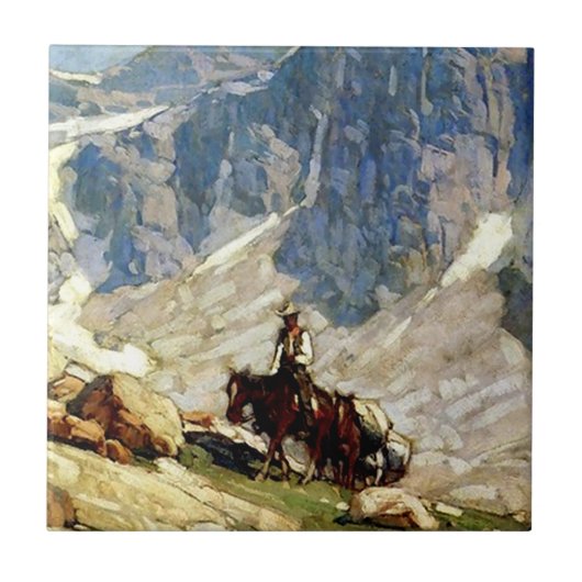 “Packin’ In” Westerse kunst van Edgar Payne Tegeltje (Voorkant)