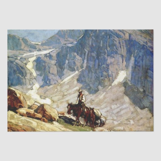 “Packin’ In” Westerse kunst van Edgar Payne Tissuepapier (Voorkant)