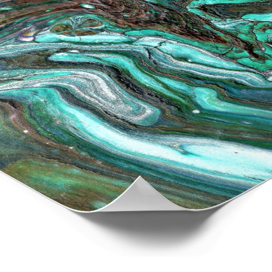 Packin Up 3 Deep Green Marmered Abstract Poster (Hoek)