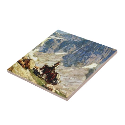 "Packin" Westerne kunst van Edgar Payne Tegeltje (Zijkant)