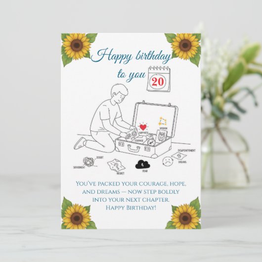 Packing for the next chapter,Birthday Kaart (Staand voorkant)