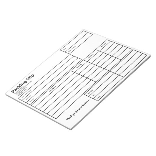 Packing Slip Black and White Business Template Notitieblok (Schuin)