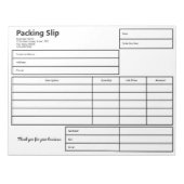 Packing Slip Black and White Business Template Notitieblok (Voorkant)